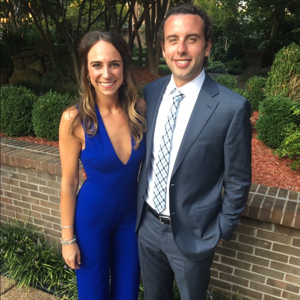 Thinking out loud royal blue backless jumpsuit